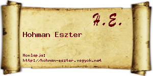 Hohman Eszter névjegykártya